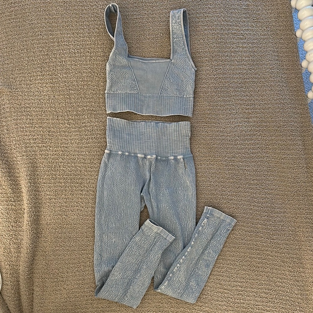 FP Movement Acid Blue Two-Piece Workout Set